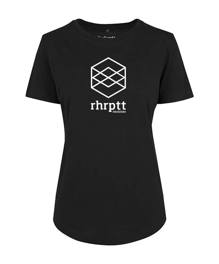 rhrptt t-shirt fit tee vorne lebe und liebe rhrptt schwarz damen