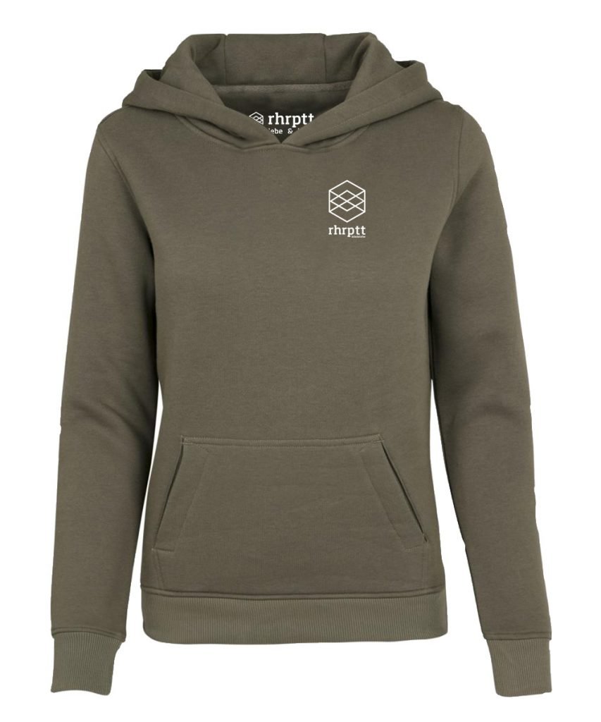 lebe und liebe ruhrpott klein hoodie kapuzenpullover damen frauen olive