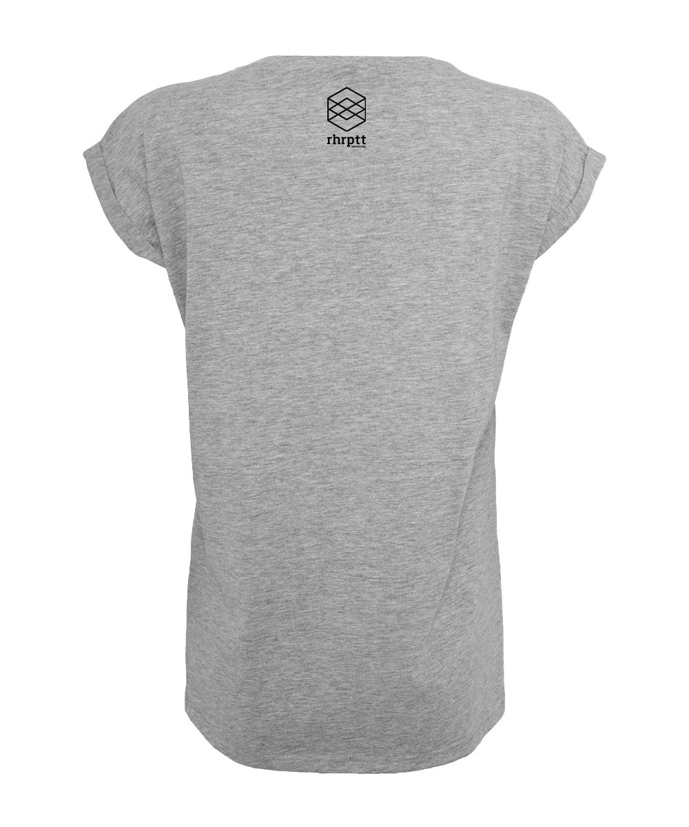 rhrptt tshirt hinten rundmc heather grey damen brandlogo