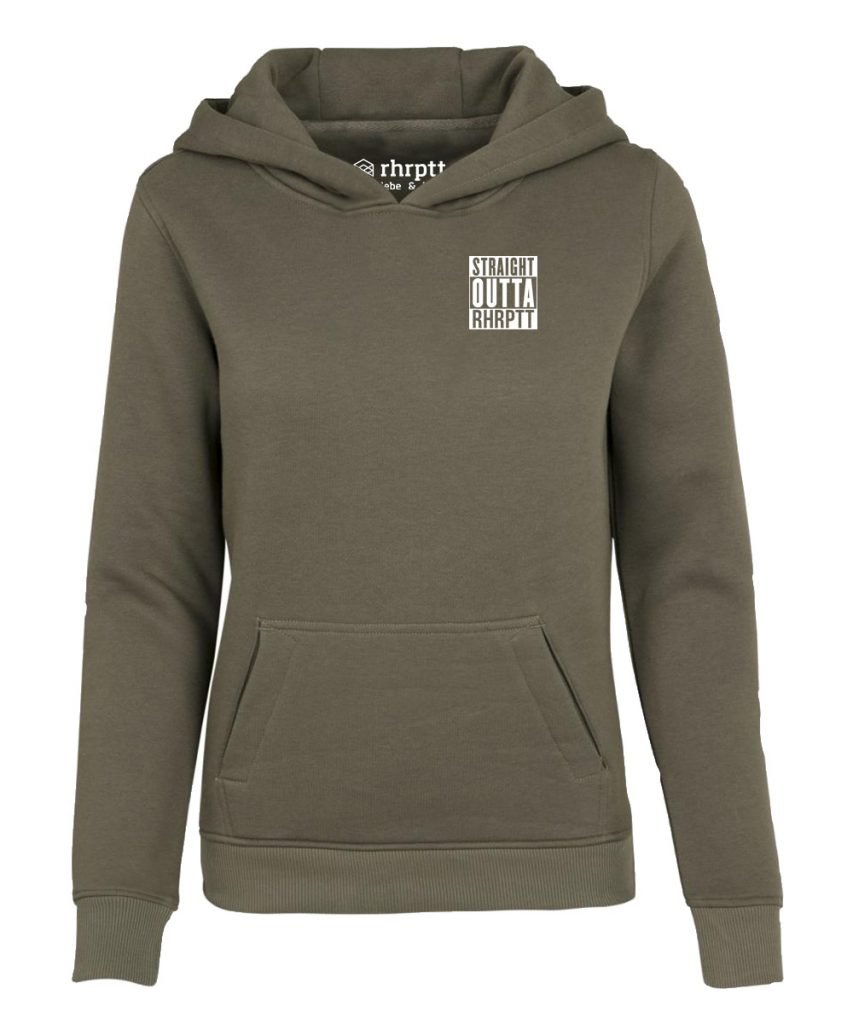 straight outta ruhrpott klein hoodie kapuzenpullover damen frauen olive