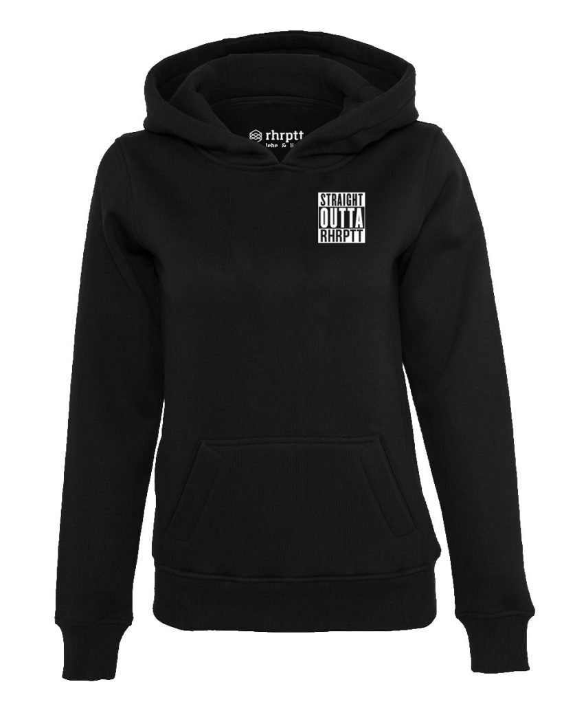 straight outta ruhrpott klein hoodie kapuzenpullover damen frauen schwarz