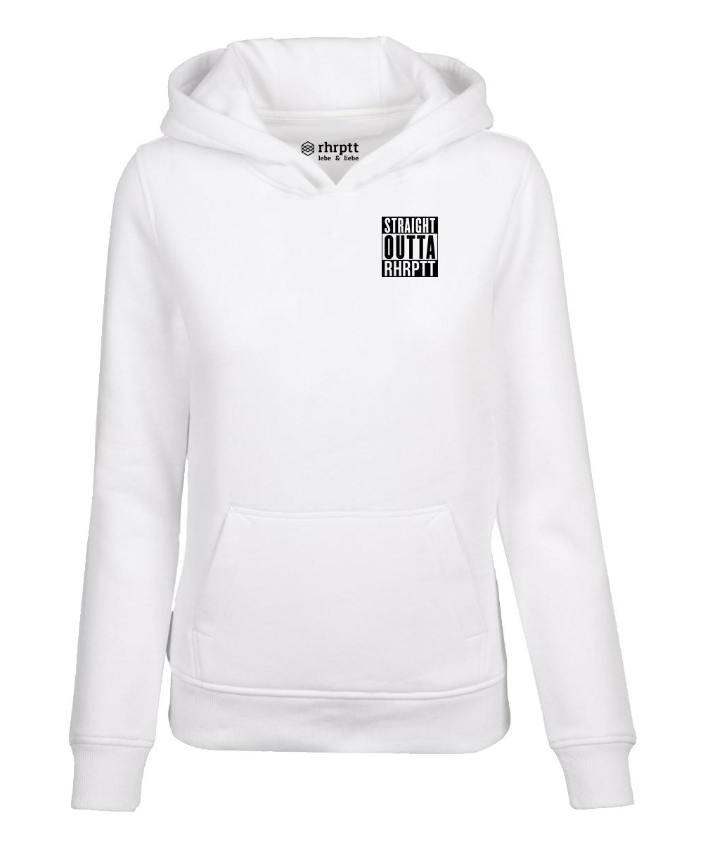 straight outta ruhrpott klein hoodie kapuzenpullover damen frauen weiss